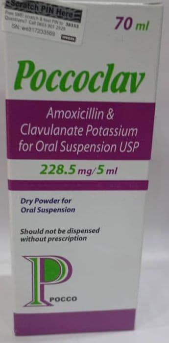 POCCOCLAV 228.5 ORAL SUSPENSION 70ML (AMOXI/CLAVULANATE)