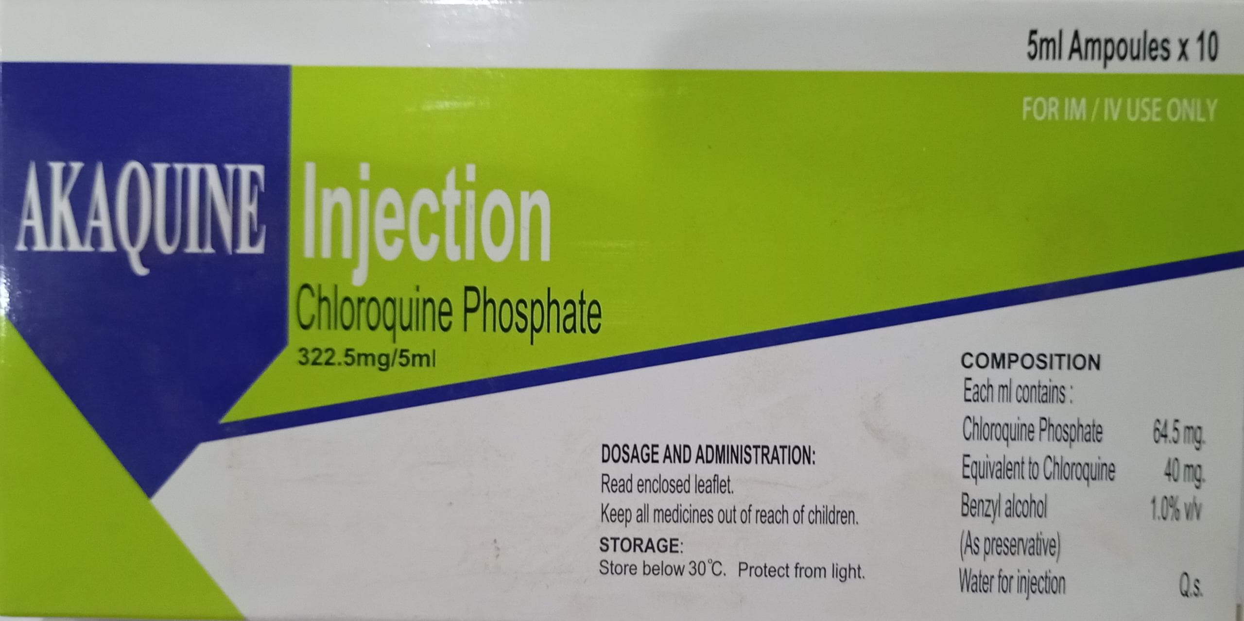INJ CHLOROQUINE PHOSPHATE (AKAQUINE)