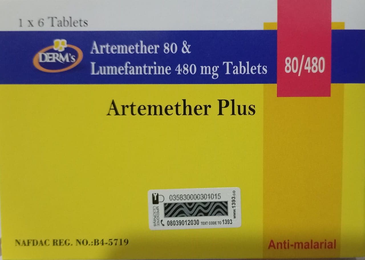 ARTEMETHER & LUMEFANTRINE PLUS *6 80/480 (DERMS)