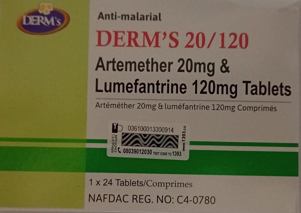 ARTEMETHER & LUMEFANTRINE (DERM`S) *24 20/120MG