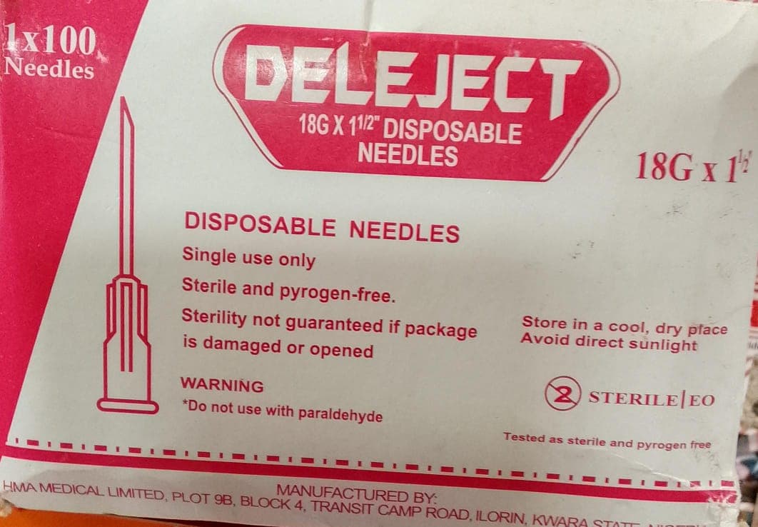 DISPOSABLE NEEDLE 18G (DELEJECT)