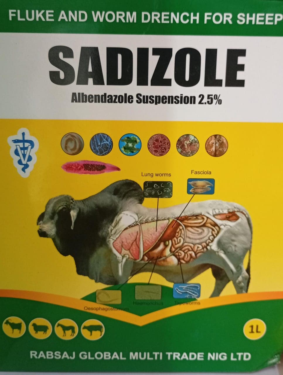 ALBENDAZOLE SUS 2.5% (SADIZOLE) 1L