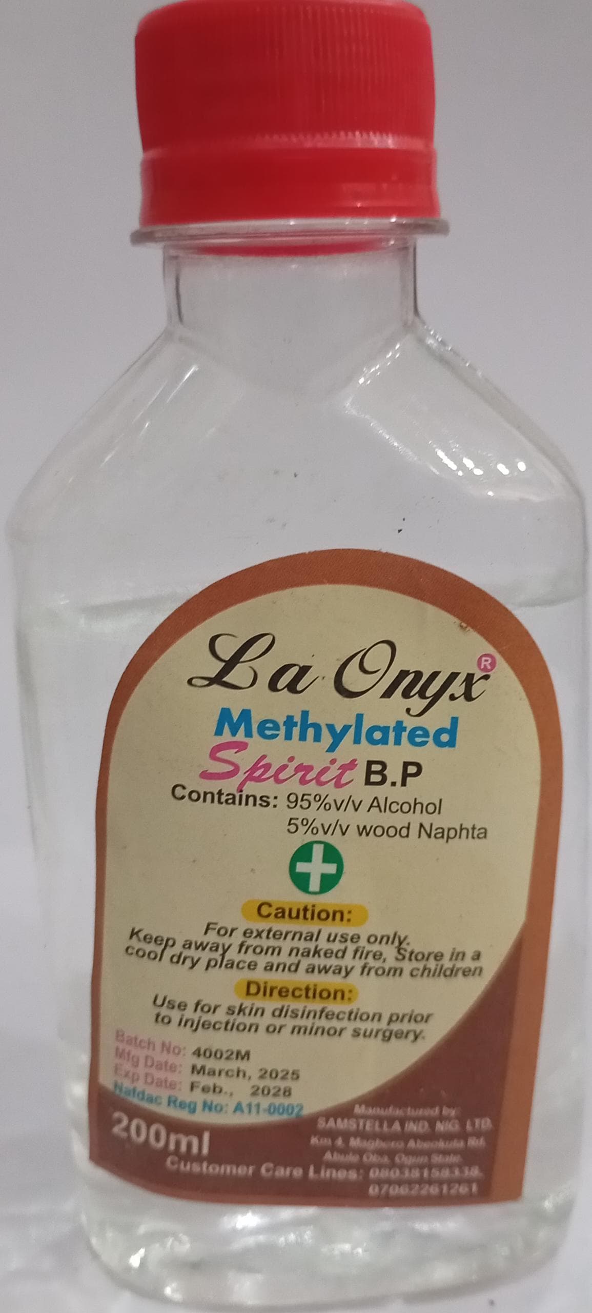 METHYLATED SPIRIT 200ML (LA ONYX)