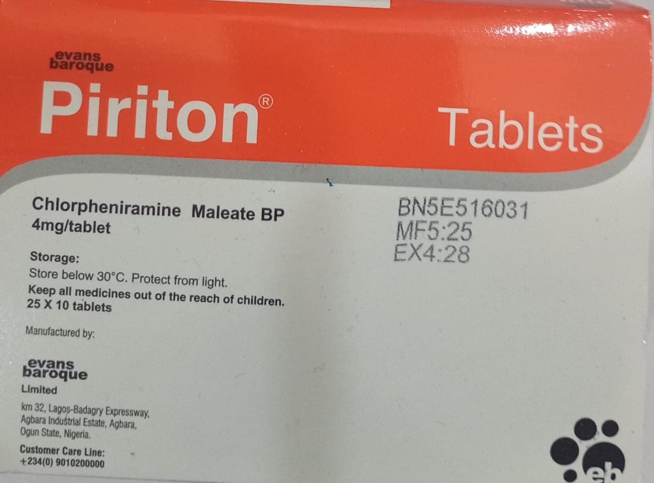 PIRITON TAB (EVANS)